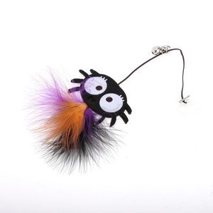 Portable Spider Pattern Cat Playing Rod Replacement for Indoor Orange Black
